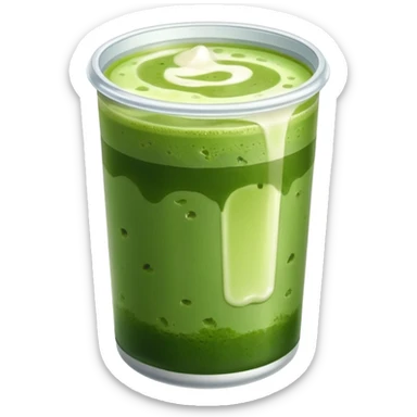 Iced matcha in a plastic can we can see the two color of mil and of matcha  sticker