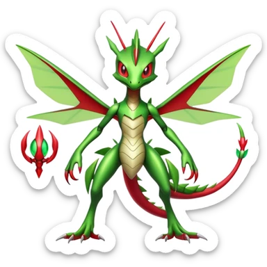  Cool cute Shiny Futuristic Ethereal Legendary Scizor-Flygon-Digimon-hybrid full body sticker