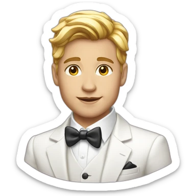 Posh-boy-with-white-suit-and-rainbow-unicorn-hat sticker