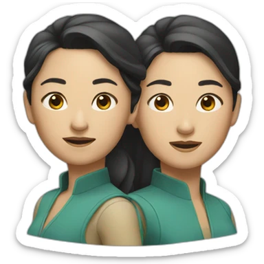 asian female dynamic duo sticker