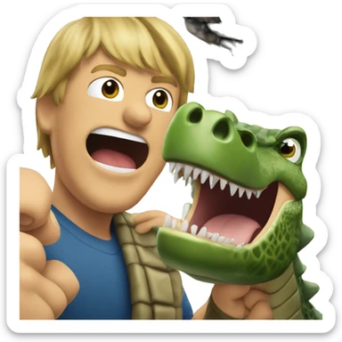 exited Steve Irwin boxing a crocodile sticker