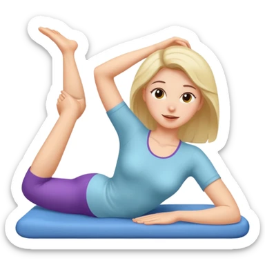Woman stretching after waking up sticker