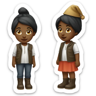 Black short girl garden gnome sticker