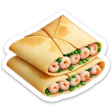 Bánh Xèo Cinematic Realistic Bánh Xèo Dish Emoji, depicted as a crispy, folded semi circle crepe filled with tiny shrimp and pork, rendered with dynamic textures and vibrant, appetizing lighting. sticker