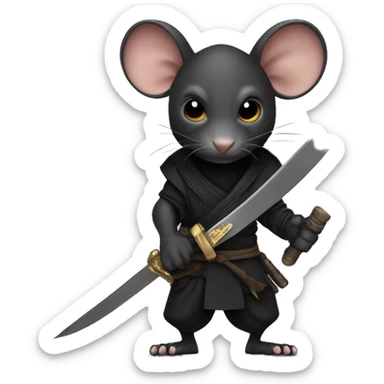 Black skin ninja rat holding a dagger sticker