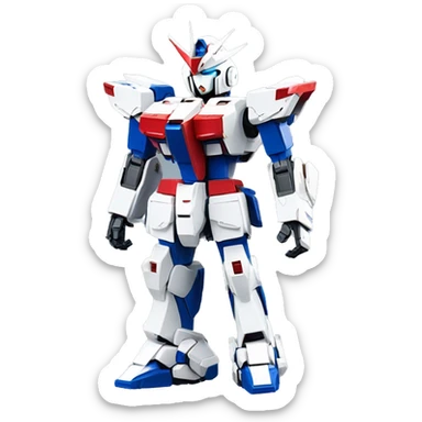 Robot Gundam blanc,rouge et bleu qui fait coucou avec sa main sticker