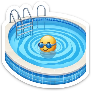 swimming pool with blue water sticker