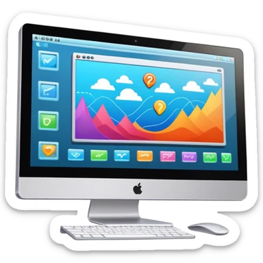 Create an emoji for animation and motion design. Show a computer monitor displaying moving cartoon creation process, with a timeline, keyframes, and motion effects. Use modern, vibrant colors. No emojis or smiley faces. Transparent background. sticker