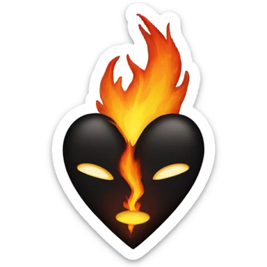 dark heart with blazing fire core shaped as the heart sticker