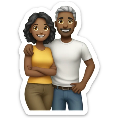 smiling couple in outdoor setting sticker