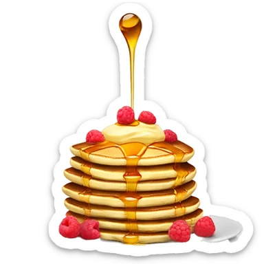 Delicious pancakes with honey and raspberries sticker