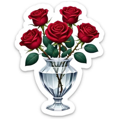 Dark red rose bouquet in a crystal vase  sticker