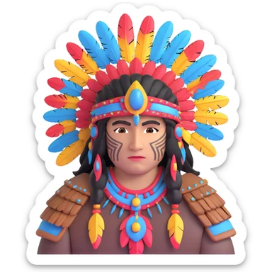 Toltec warrior with feathered headdress sticker