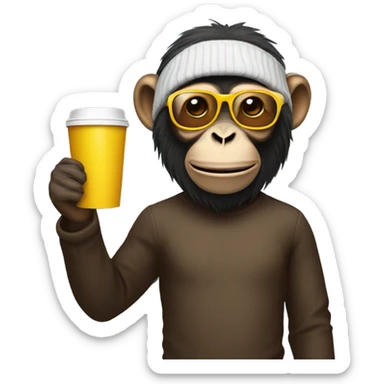 monkey wearing a ski mask holding a double cup sticker