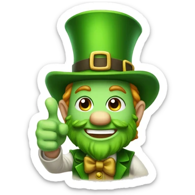  leprechaun shows thumb up sticker