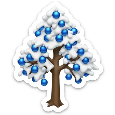 Albero di Natale con luci bianche e palline blu sticker