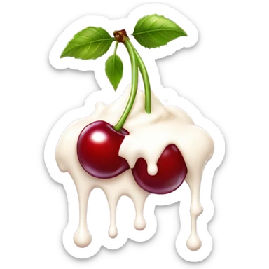 Milk dripping down cherry sticker