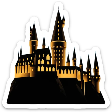 Harry Potter series, Hogwarts castle silhouette with a few stars, outline only sticker