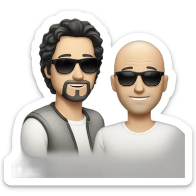 one black haired white man / one bald white man both sunglasses singers sticker