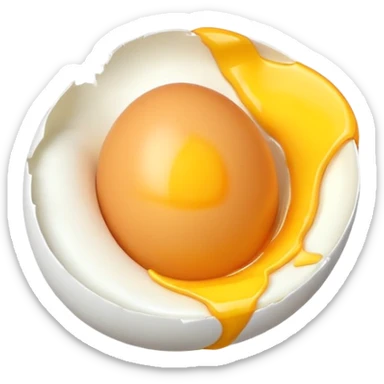egg object icon, cracked egg with yolk, 3D cartoon, mobile game icon style, clean background, no text, no watermark
 sticker