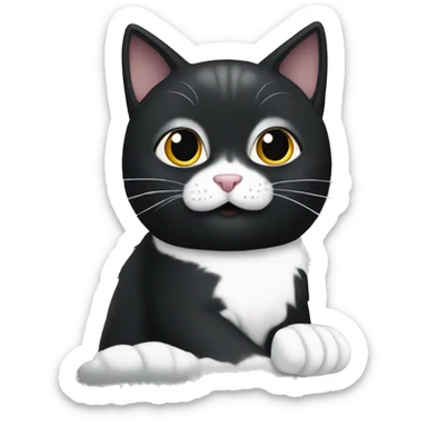 Black cat with white front paw sticker