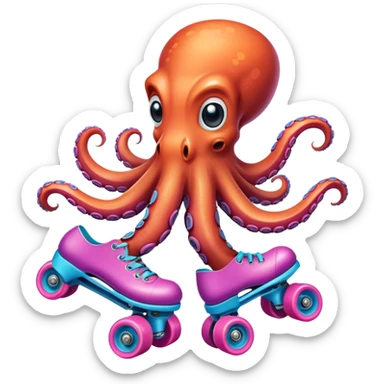 octopus in roller skates sticker