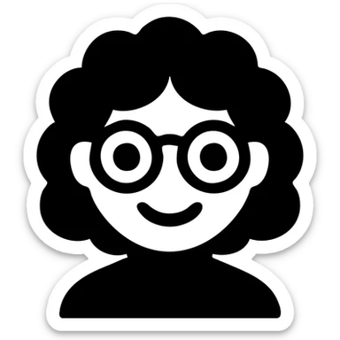 A cheerful curly-haired girl with glasses sticker