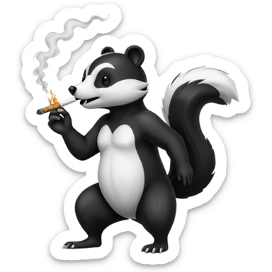 skunk smoking a cigarette chasing a bear sticker
