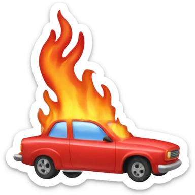 Red car on fire sticker