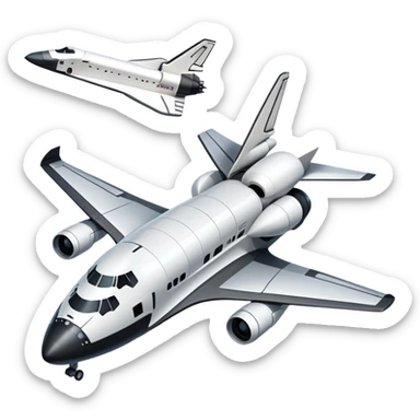 An icon featuring a collage of a space shuttle, a drone, and an airplane, symbolizing aerospace technology. The design includes rocket engines, wings, and flight paths, representing advancements in aviation and space exploration. Transparent background highlights cutting-edge aerospace engineering. sticker