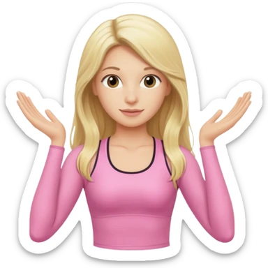 long haired blonde Pilates instructor teaching reformer in pink set  sticker