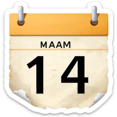 calendario com uma folha de numero 14 sticker