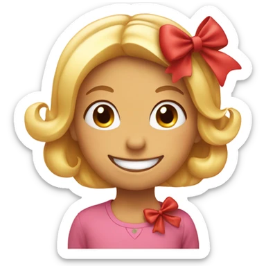 smiling face with hearts and a bow sticker