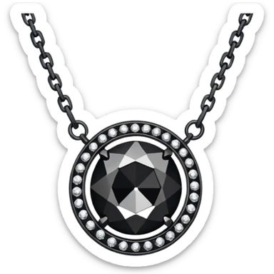 Realistic detailed luxury necklace made from black diamond sticker