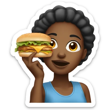 Black girl eating a chicken sandwich sticker