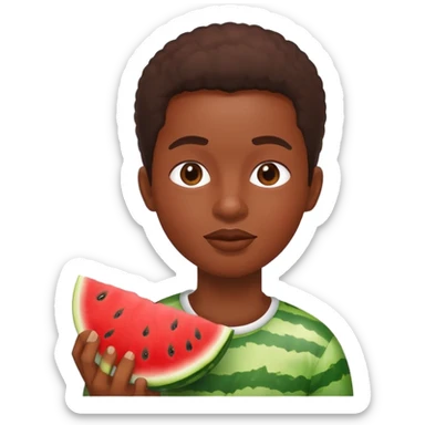 an african person eating a watermelon  sticker
