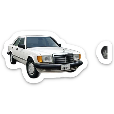 A Mercedes w126 white in Tokyo sticker
