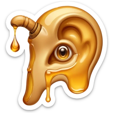 A big human ear, with honey dripping on it sticker