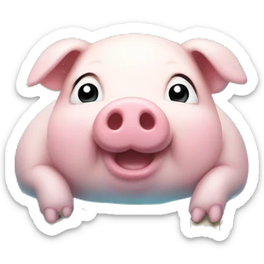 The scene of an obese piglet swimming sticker