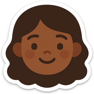 flat toon style cute brown girl face sticker