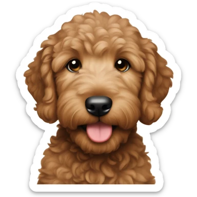 Brown Golden doodle puppy sticker