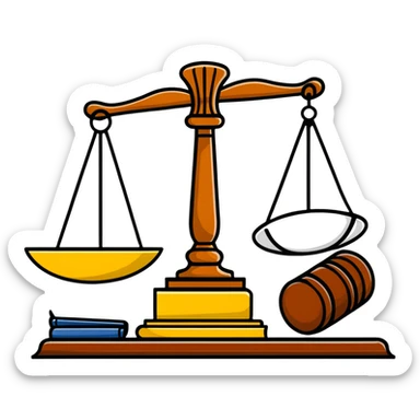 Gavel with law book and scales sticker