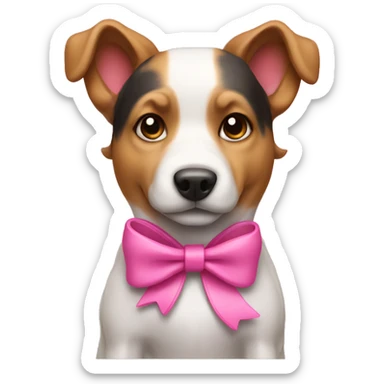 Dog with bow and pink leash sticker