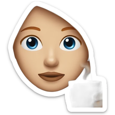 Ginger straight hair and blue eyes woman drinking a coffee sticker