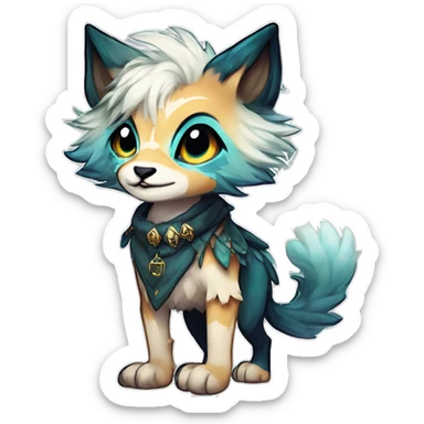 Cool cute Kawaii edgy fantasy shiny animal  fursona Fionbri vernid by griffsnuff & LiLaiRa & Falvie full body sticker