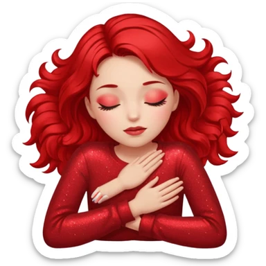 red glitter girl with eyes lying on the floor sticker