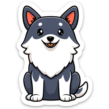 a dog with a half-human body, cartoon sticker style sticker