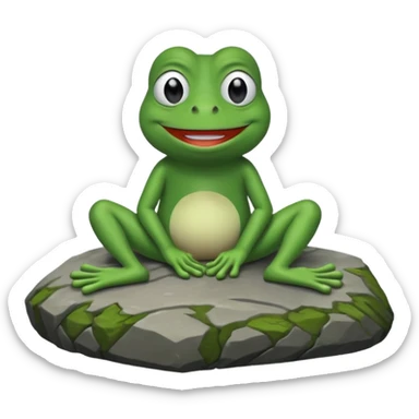 pepe the frog sitting on rock sticker