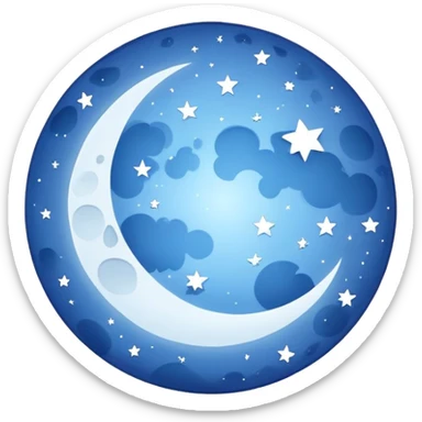 A blue moon with stars around it sticker