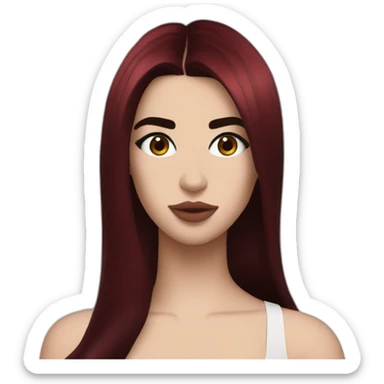 Dua Lipa with dark red hair sticker